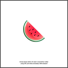 Watermelon vector color illustration. Slice watermelon vector flat icon. Berry fruit logo on white isolated background.