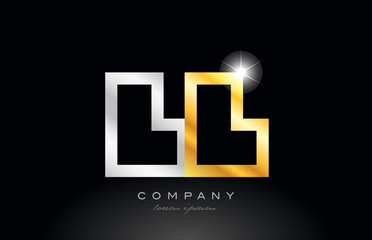 gold silver alphabet letter ll l l combination for logo icon design