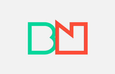 orange green alphabet letter logo combination bn b n design