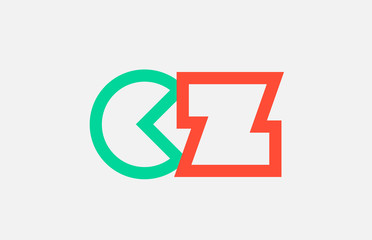 orange green alphabet letter logo combination cz c z design