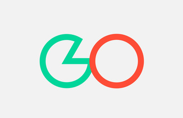 orange green alphabet letter logo combination go g o design
