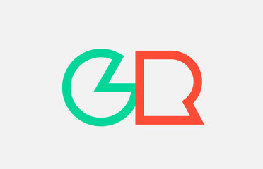 orange green alphabet letter logo combination gr g r design