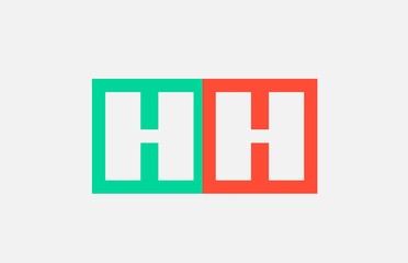 orange green alphabet letter logo combination hh h h design