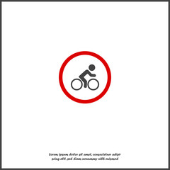 Vector icon of road sign stop cyclist. No cyclist on white isolated background.