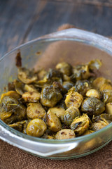Baked Brussels sprouts with turmeric