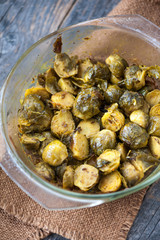 Baked Brussels sprouts with turmeric