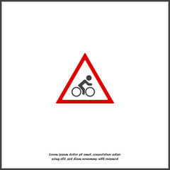 Vector icon road sign cyclist in