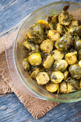Baked Brussels sprouts with turmeric