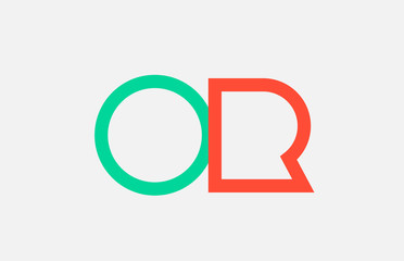 orange green alphabet letter logo combination or o r design