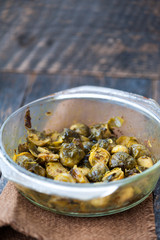 Baked Brussels sprouts with turmeric