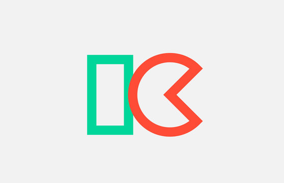 orange green alphabet letter logo combination ic i c design