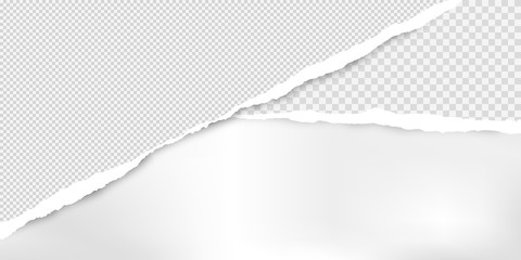 Torn squared grey paper in corners are on white background with space for text. Vector illustration