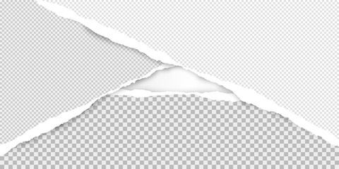 Ripped squared grey paper in corners are on white background. Vector illustration
