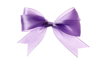 Beautiful lilac bow isolated on white background. Insulation.
