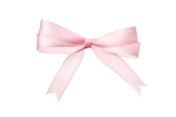 Beautiful pink bow isolated on white background. Insulation.