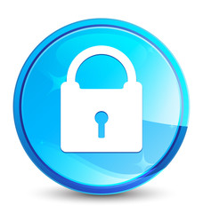 Padlock icon splash natural blue round button