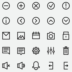 Interface outline vector icon set