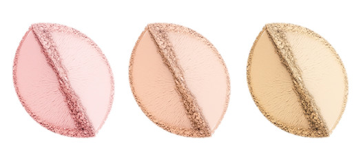 Obraz premium Face powder. Smears of blush for face. Cosmetic smears. Isolated on white background