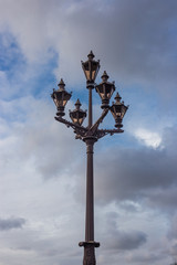 old style lighted street lantern