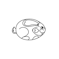 Vector illustration of Easter symbol - Easter bunny in egg shape. Simple rabbit in line art design