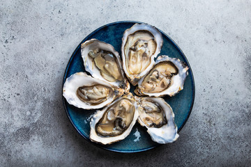Fresh opened oysters