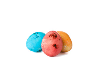 Decorative Easter eggs isolated on white background. Festive tradition