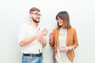 Two freelancers working at office