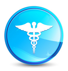 Medical icon splash natural blue round button