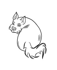 Dog of black lines illustration isolated on white background.