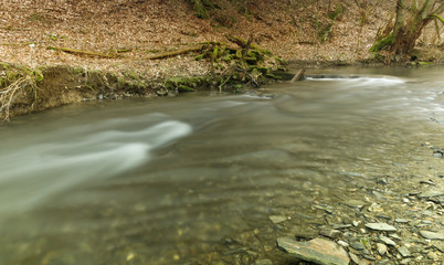 Waterfall in the forest.Stream in the forest.long exposure water