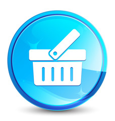 Shopping cart icon splash natural blue round button