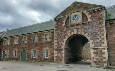 Fototapeta na wymiar Entrance gate and walls of Fort George near Inverness, Highlands of Scotland