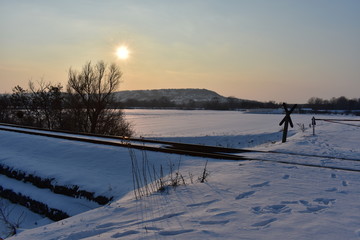 inter mountain landscape in the sunset, Sió, Hungary