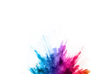 Colorful powder explosion on white background.