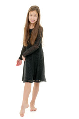 Little girl in an elegant dress.