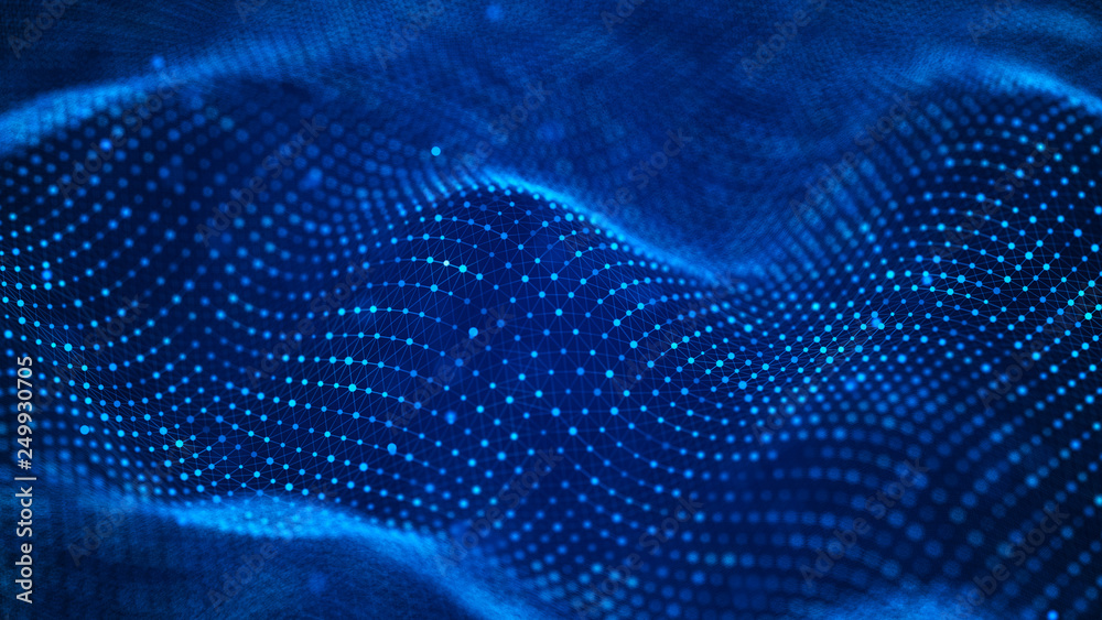 Aufkleber Data technology background. Abstract background. Connecting dots and lines on dark background. 3D rendering. 4k.