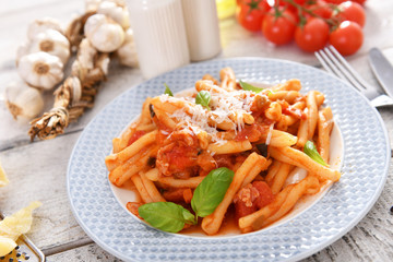 Italian style pasta with tomato sauce