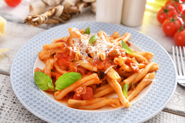 Italian style pasta with tomato sauce