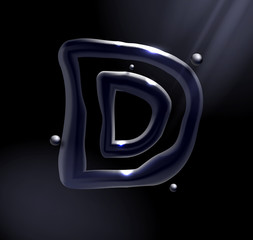 Obraz premium Chrome or lisuid alphabet. Metallic font effect