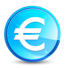 Euro sign icon splash natural blue round button