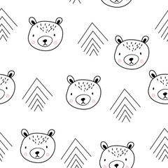 Cute scandinavian seamless pattern with bears. - 249932387