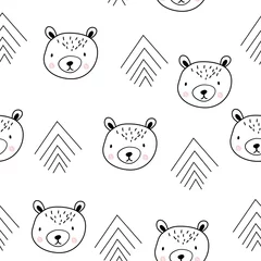 Tapeten Nettes skandinavisches nahtloses Muster mit Bären. © Elena