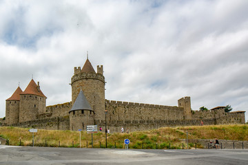 Panoramic view at the Old City of Carcassonne , France