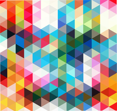 Multi-color geometric triangular low poly low poly style. Gradient background.
