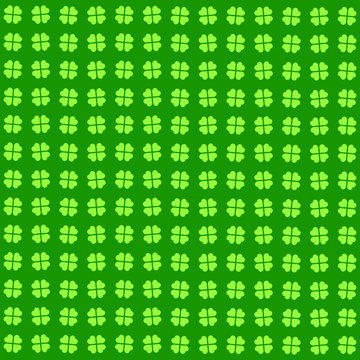 Green seamless pattern with clovers, shamrock leaves for St. Patrick's Day. Holiday symbol