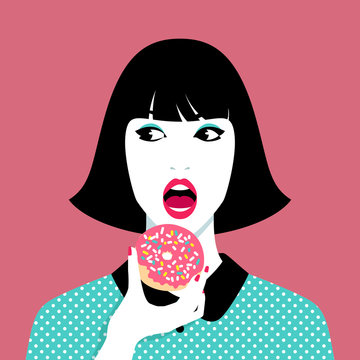 Woman Eating Donut