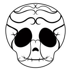 Outline of a happy mexican skull cartoon. Vector illustration design