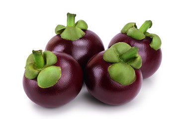 ripe mangosteen isolated on white background closeup