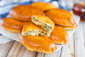 Delicious tasty meat pie with chicken