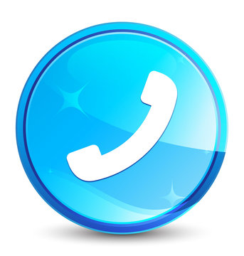 Phone icon splash natural blue round button